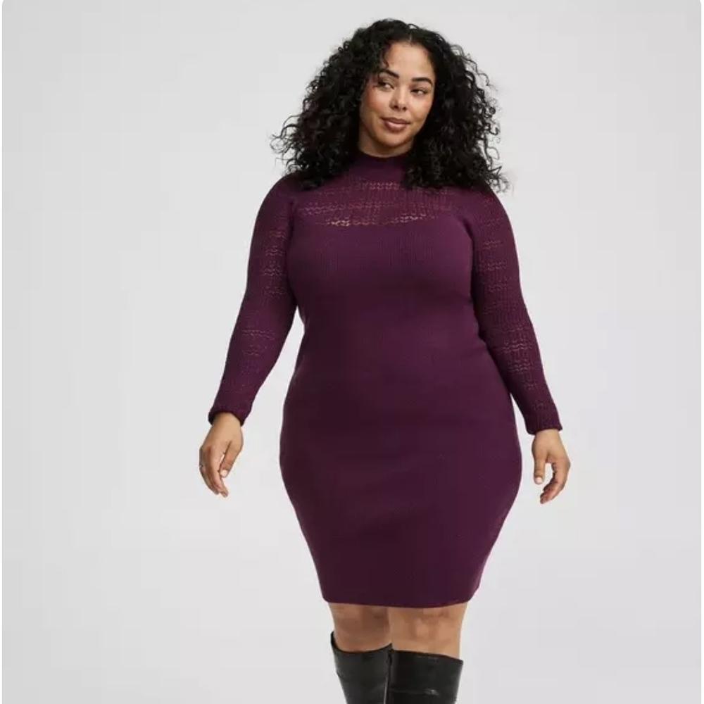 TORRID Winter Bloom Purple Knit Dress